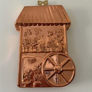Vintage MCM Flower Cart Copper Jelly Mold wall hanging wall decor